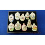 Ten assorted oriental scent bottles