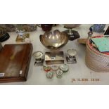 A qty of silver plate and pill boxes