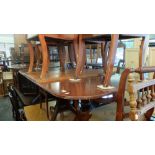 A regency style table, six chairs,