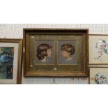 A gilt framed pastel of children