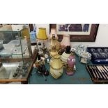 An assortment of vintage lamps