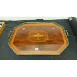 An inlaid galleried tray