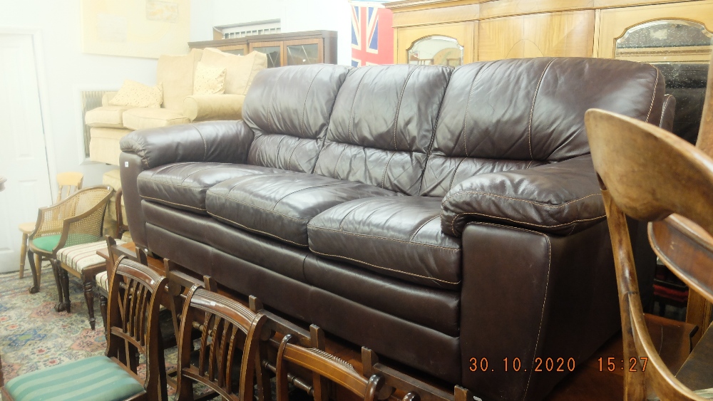 A leather three seater sofa