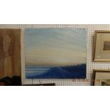 An unframed oil on canvas, seascape,