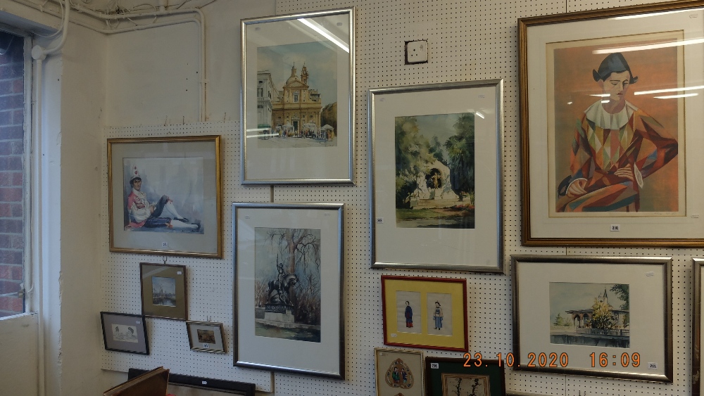 Three framed watercolours,