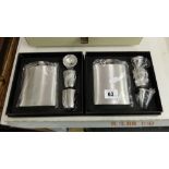 Two boxed hip flask sets