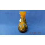 A Galle style glass vase