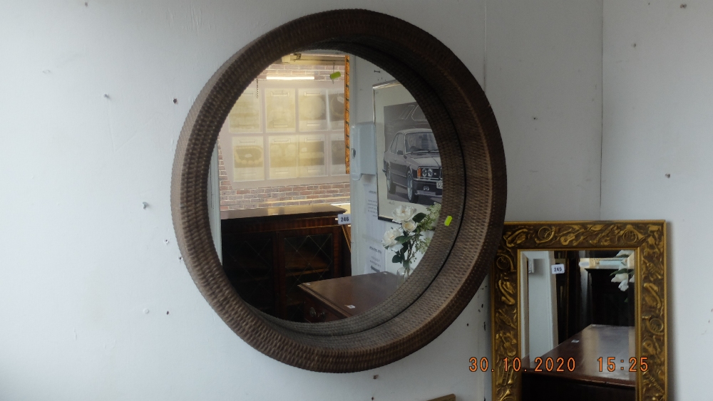 A circular wicker framed mirror - Image 2 of 2