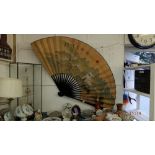 An early Chinese hand painted fan, 'Great wall of China',