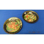 Two colourful wall plaques, oriental,