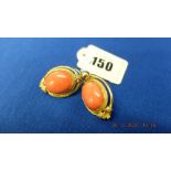 A pair of Edwardian 18ct gold and Coral earrings