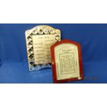 A silver blessing framed blessing plaque plus another