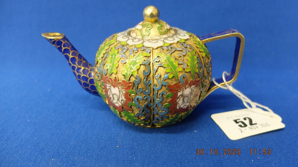 A small cloisonne teapot - Image 2 of 2