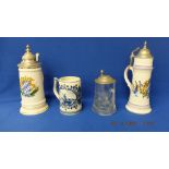 Four German beer steins