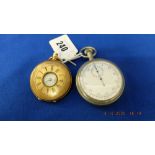 An early 20th century stop watch and a rolled gold jewell pocket watch