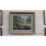 A framed oil on board,