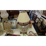 A cut glass/ gilt table lamp