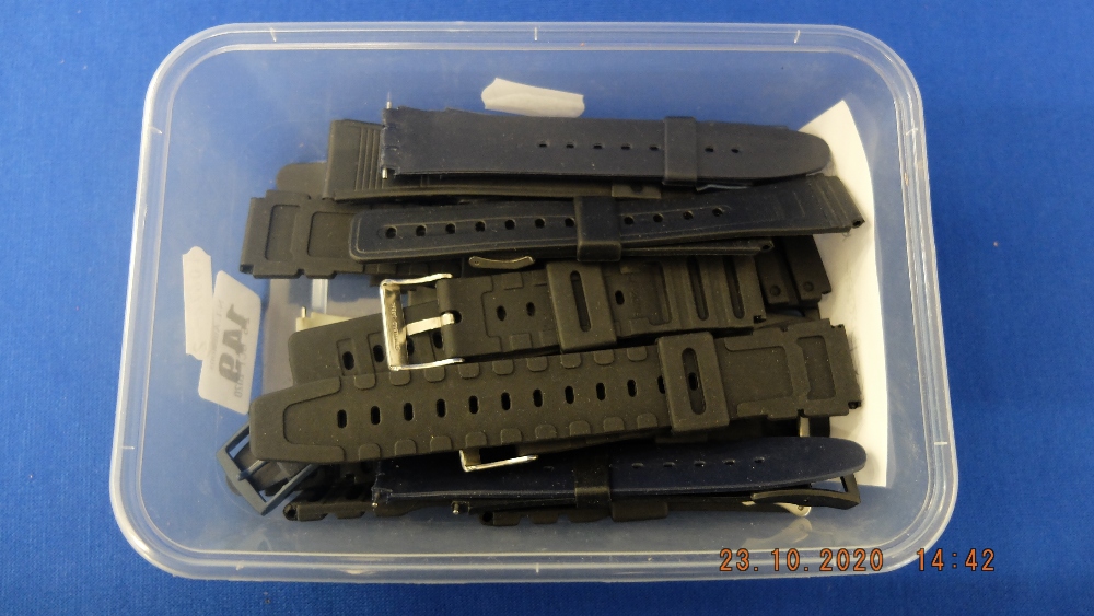 Fifteen assorted rubber watch straps