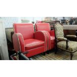 Two leather red/white Artdeco chairs