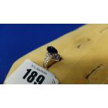 14ct gold sapphire and diamond ring,