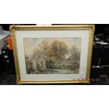 A framed watercolour landscape, signed, Josiah Wood Whymper,