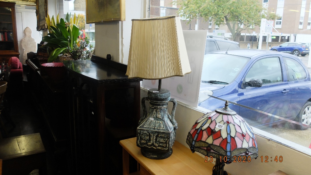 A large 1960's retro pottery lamp,