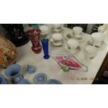 A Murano overlay bowl, vase etc.