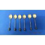 A set of six hallmarked silver coffee spoons