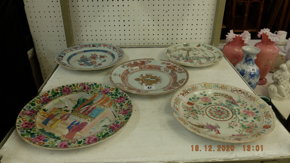Five 18th/19th century (possibly) Chinese plates,