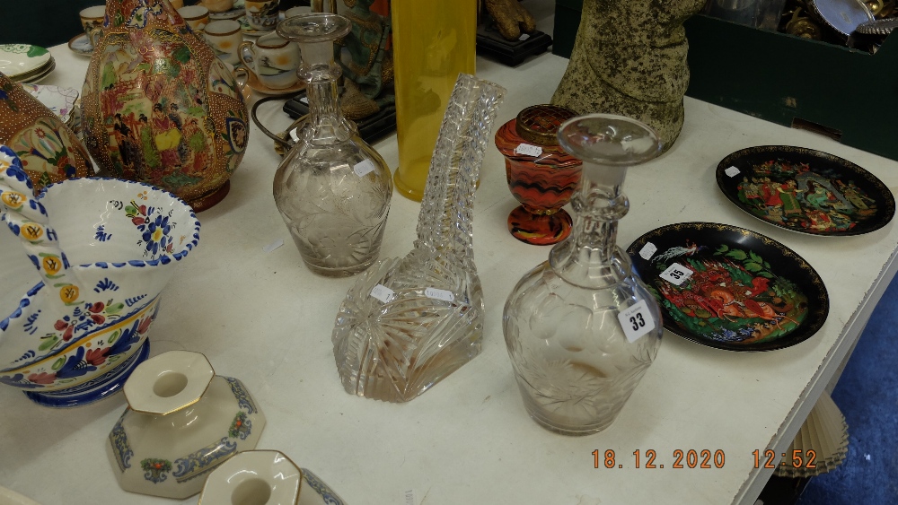 Pair of Victorian decanters plus other with no stoppers