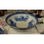 An early Doulton blue and white wash bowl