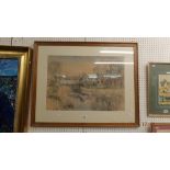 A framed and glazed watercolour, country scene, signed,