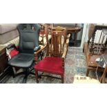 A mahogany library chair and two others