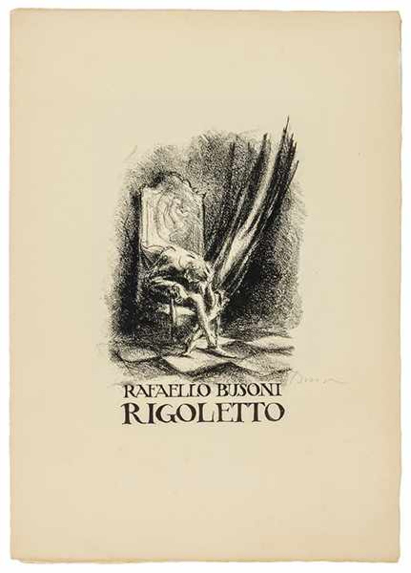 Busoni, Rafaello. Rigoletto. 12 lithografie per l'opera di G. Verdi, dedicte a Ferruccio Busoni. - Bild 4 aus 4