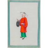 Asien - China - - Reispapieralbum mit 12 Aquarellen mit Kostümdarstellungen. China, 2. Hälfte des