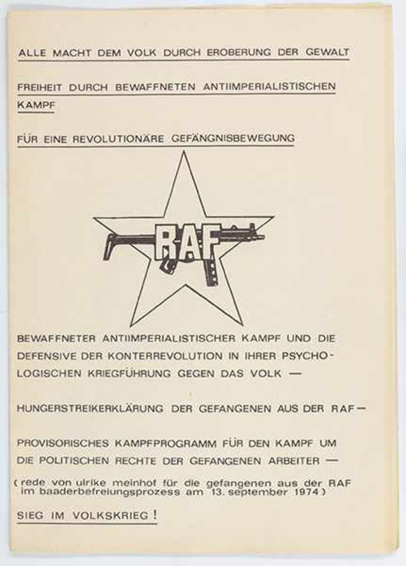 APO und Gegenkultur - RAF - - Sammlung von 5 Publikationen und 3 Fahndungsplakaten der Roten Armee - Bild 3 aus 3