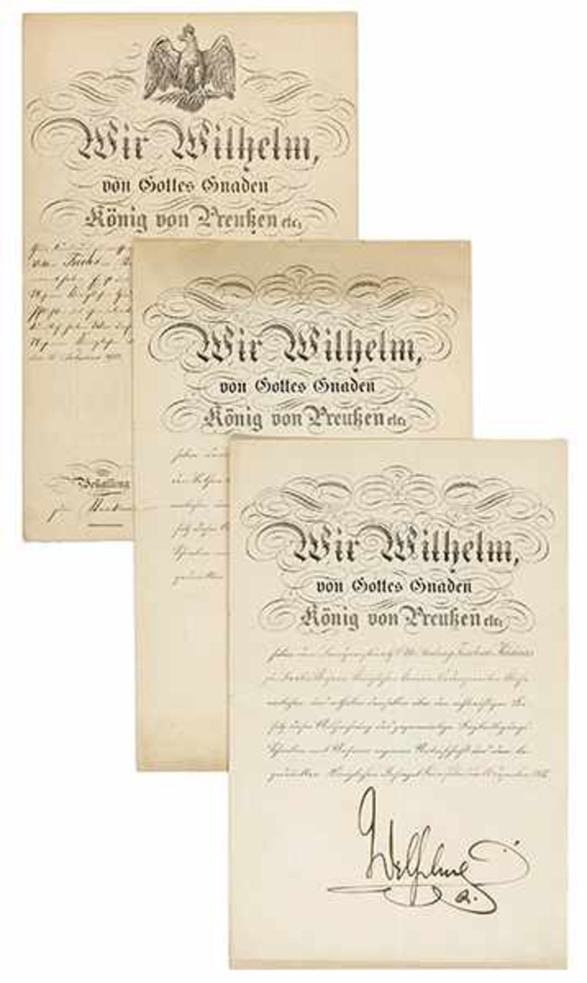 Wilhelm II., deutscher Kaiser und König von Preußen. 3 Urkunden mit Unterschrift. Berlin 16.01.1896, - Bild 2 aus 2