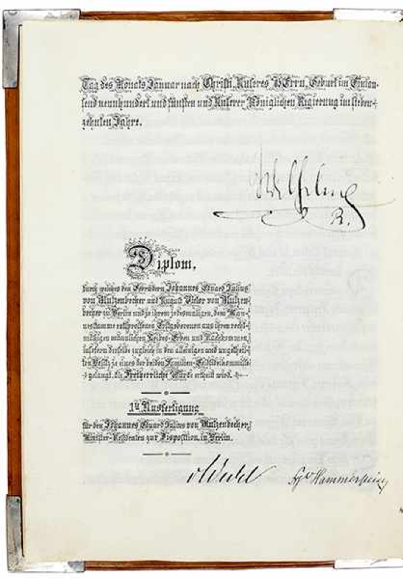 Wilhelm II., deutscher Kaiser und König von Preußen. Adelsbrief mit Unterschrift. Kalligraphie auf - Bild 3 aus 4