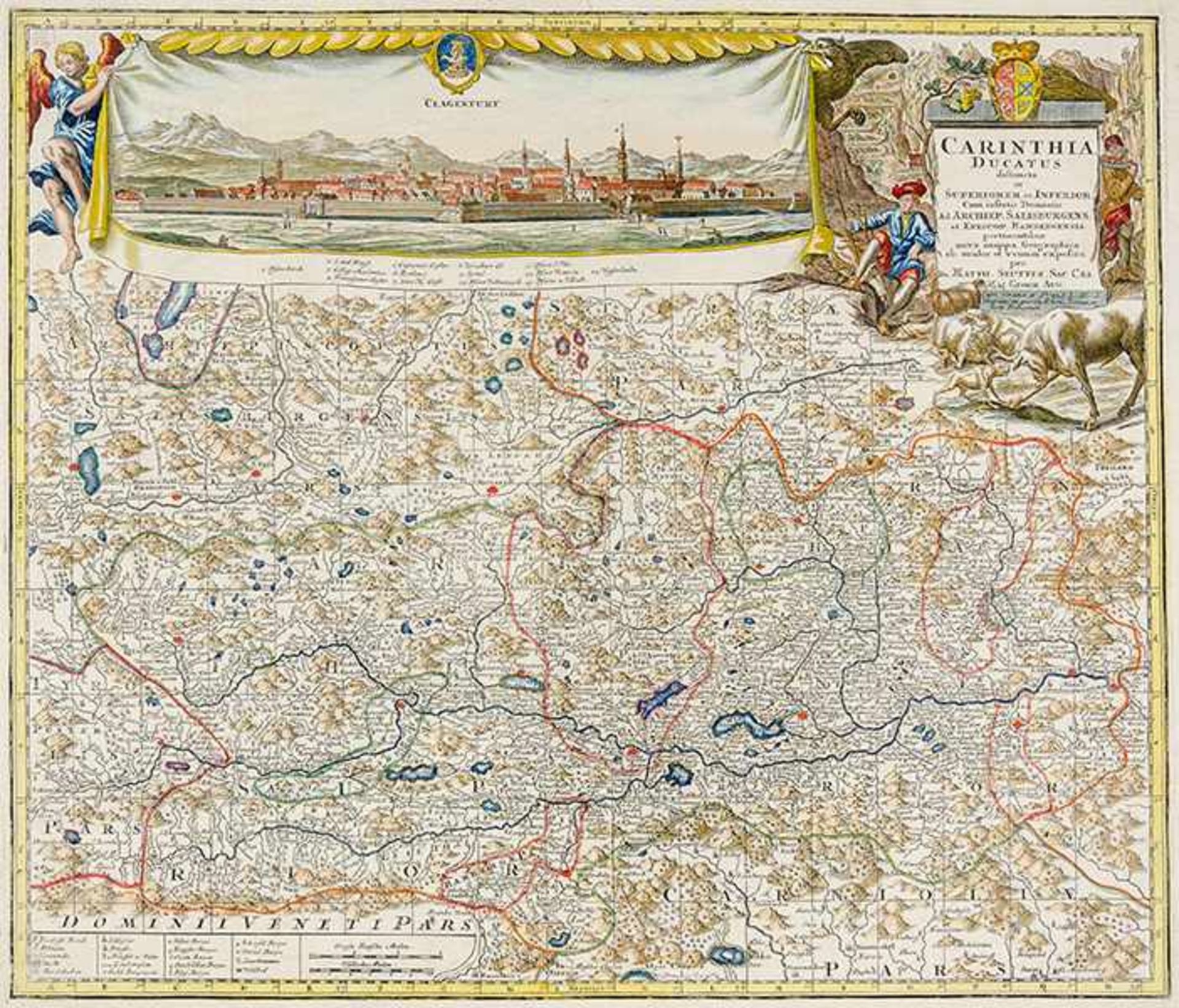 Karten - Europa - - Sammlung von 28 gestochenen, altkolorierten Karten und 1 kolorierten Ansicht von