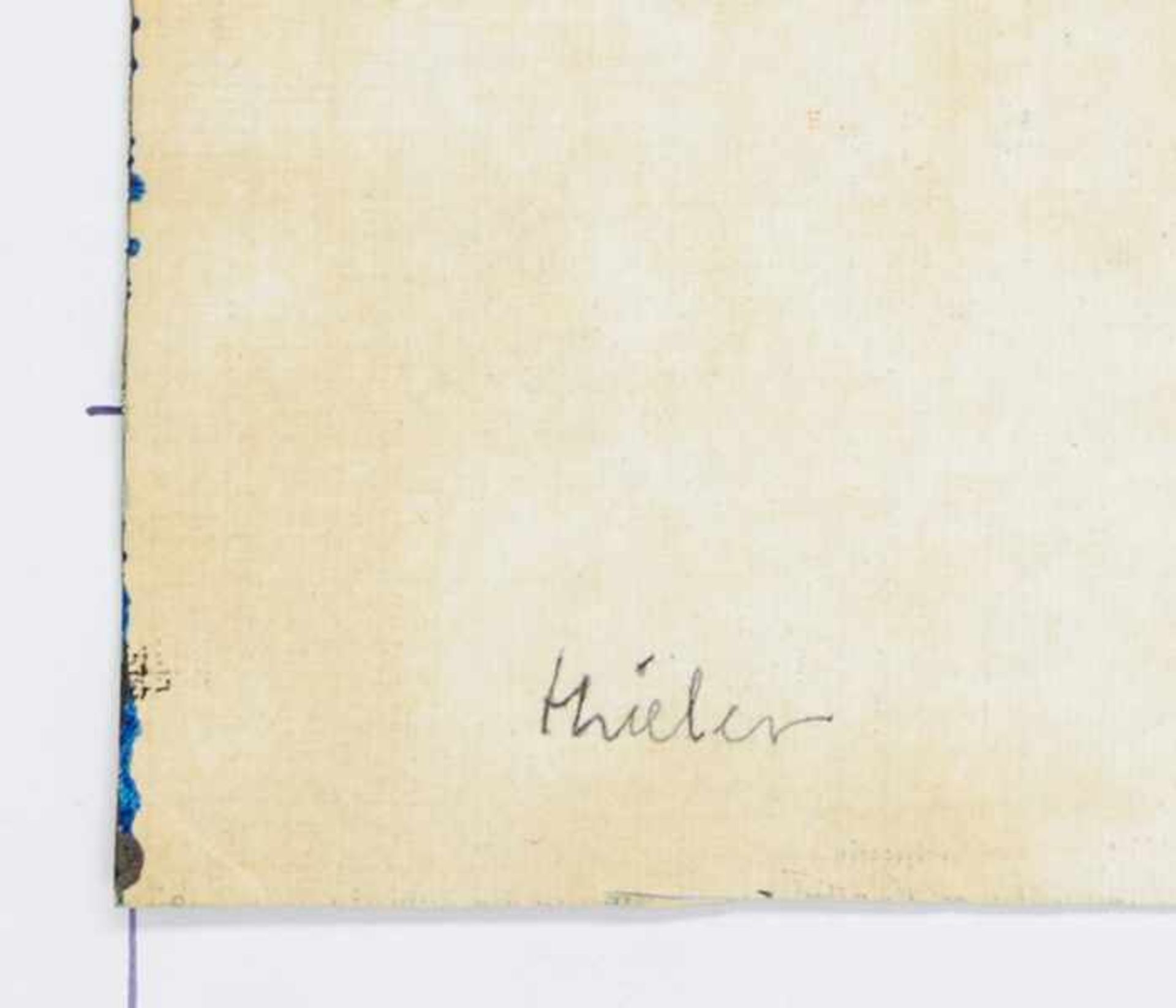 Thieler, Fred. Ohne Titel. Öl auf leichtem Karton. Verso signiert. Blattgröße: 21 x 14 cm. Unter - Bild 2 aus 2