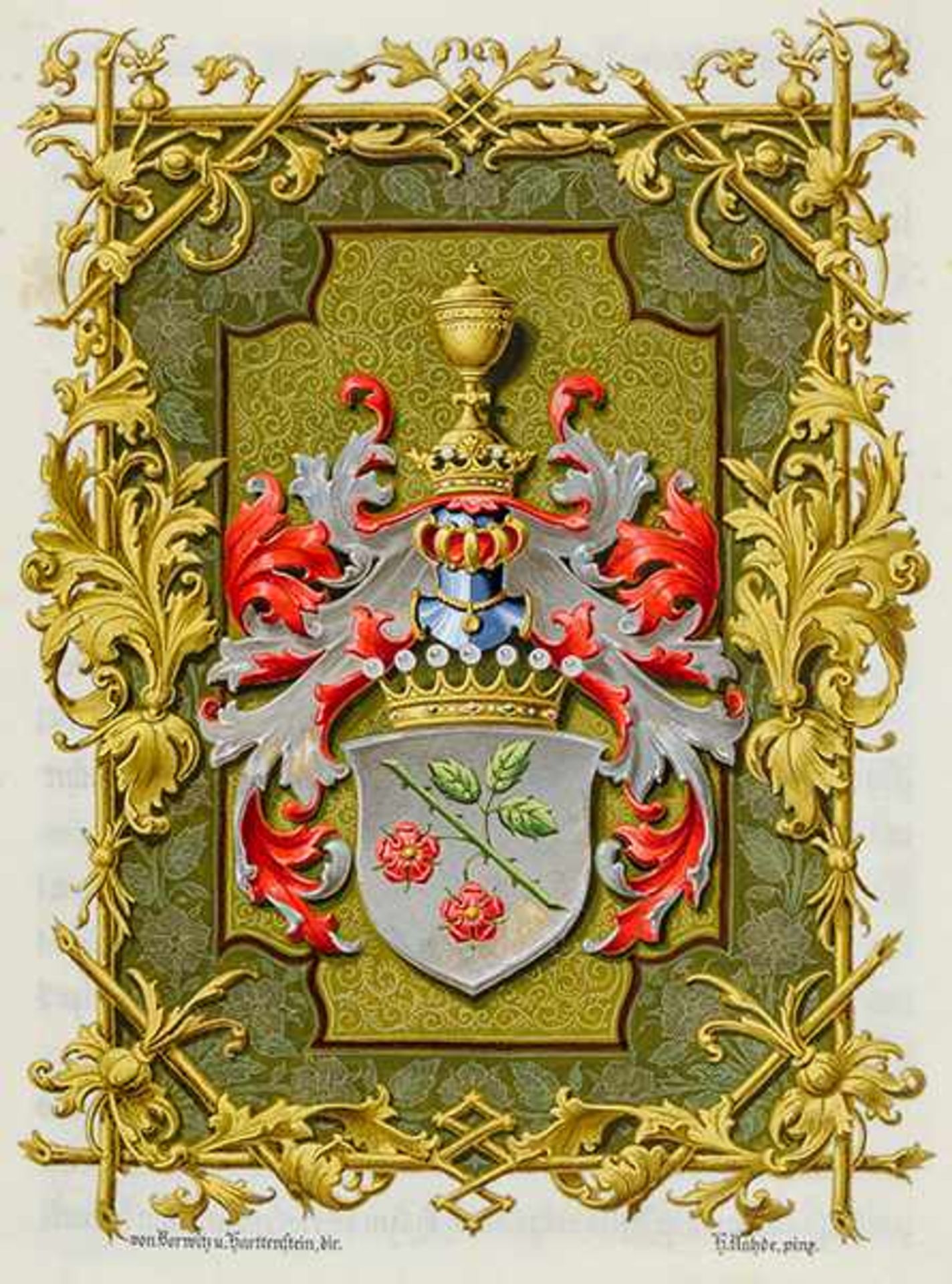 Wilhelm II., deutscher Kaiser und König von Preußen. Adelsbrief mit Unterschrift. Kalligraphie auf - Bild 2 aus 4