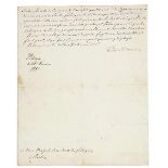 Friedrich Wilhelm II., König von Preußen. Signierter Brief in französischer Sprache, adressiert an