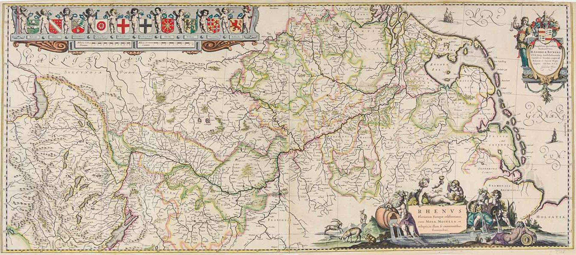 Karten - Rheinlauf - - Blaeu, Willem. Rhenus Fluviorum Europae celeberrimus, cum Mosa, Mosella, et