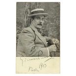 Puccini, Giacomo. Eigenhändige volle Unterschrift und Datierung "Berlin 1913" auf Porträt-Postkarte.