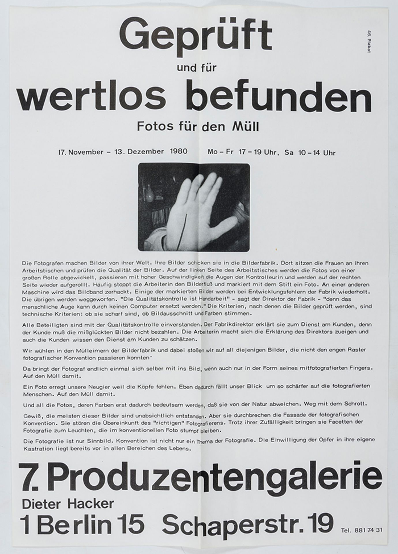 Hacker, Dieter. Sammlung von 21 Ausstellungsplakaten der "7. Produzentengalerie". Berlin, 197 - Image 2 of 4