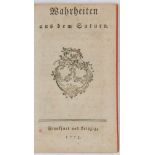 Curiosa - - Wahrheiten aus dem Saturn. Frankfurt und Leipzig, 1778. 55 S. 15,5 x 9,5 c