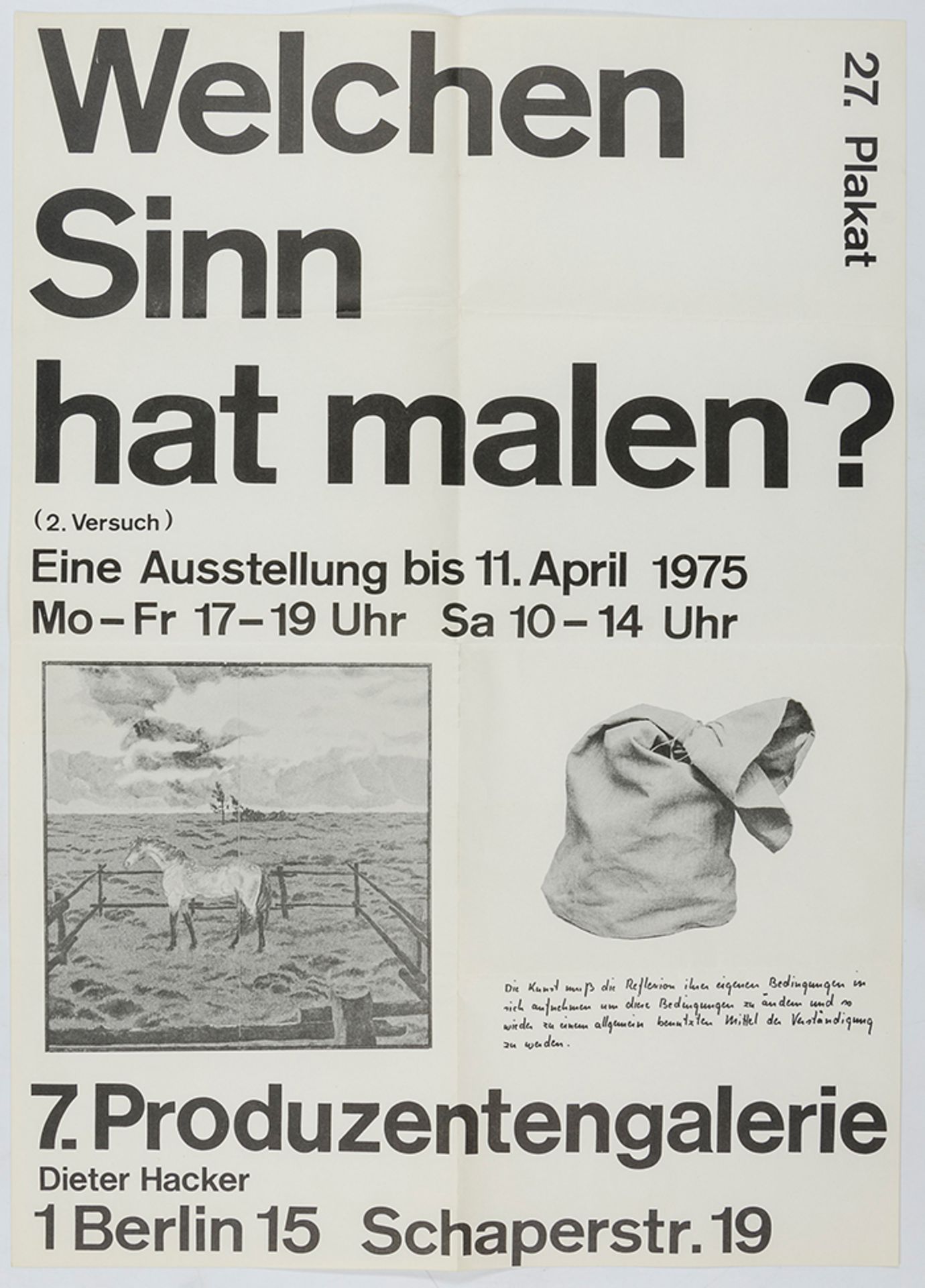 Hacker, Dieter. Sammlung von 21 Ausstellungsplakaten der "7. Produzentengalerie". Berlin, 197 - Image 4 of 4