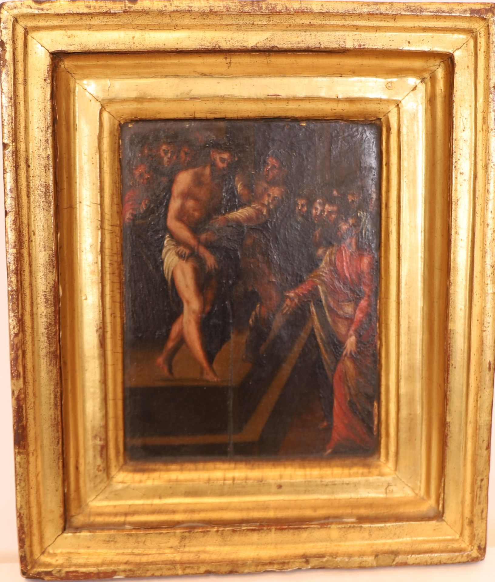 TABLEAU "ECCE HOMO" ECOLE ITALIE DU NORD V. 1600 Peinture sur panneau en bois [...] - Bild 2 aus 4
