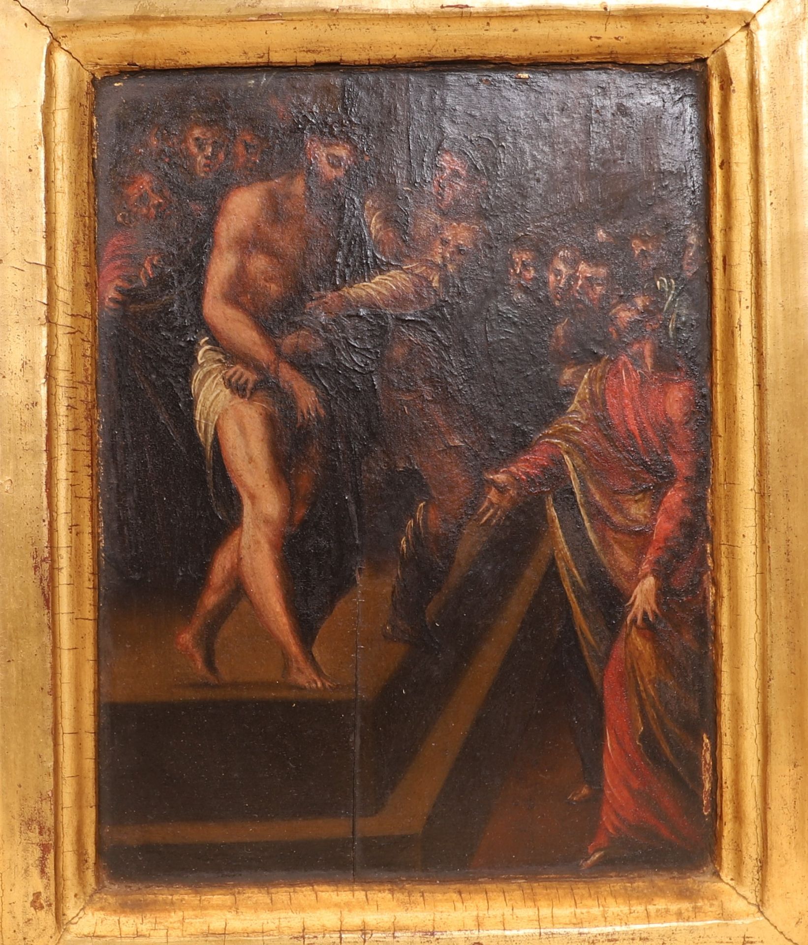 TABLEAU "ECCE HOMO" ECOLE ITALIE DU NORD V. 1600 Peinture sur panneau en bois [...] - Bild 3 aus 4