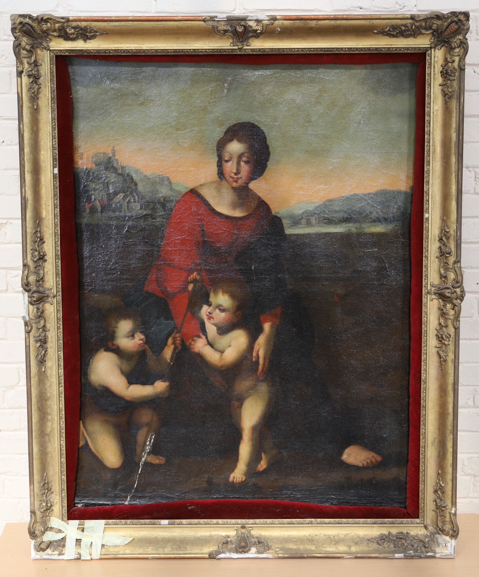 TABLEAU "VIERGE A L'ENFANT JESUS ET AU ST JEAN BAPTISTE" ECOLE ITALIENNE XIXe Huile [...]